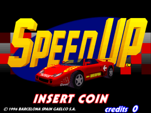 Imagen de la pantalla del título del juego SpeedUp.
